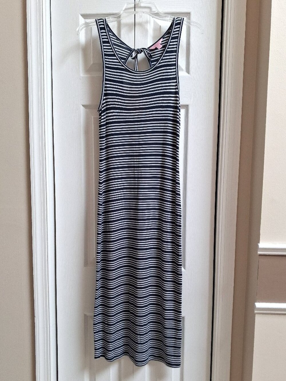 LILLY PULITZER Navy/White Striped Sleeveless Maxi Dress w/Tassels sz S